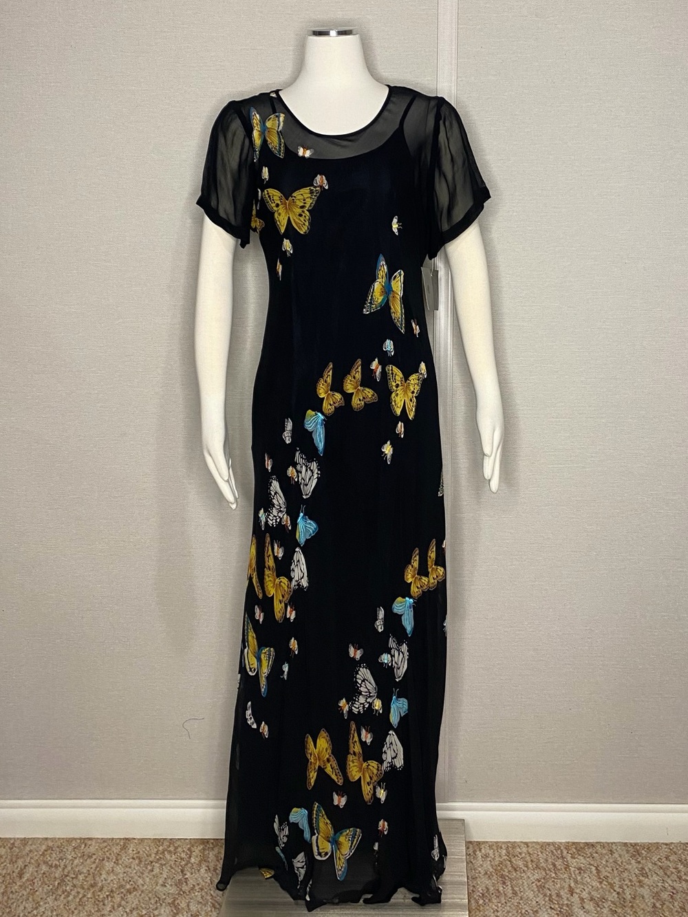 L Rose butterfly sheer dress and slip